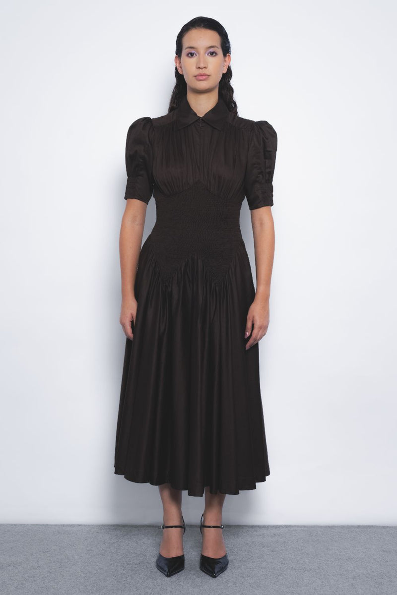 Yoru Dress - Chocolate cotton Buy Yoru Dress - Chocolate from C&W | Dresses for Women by Leh Studios for women in Singapore
