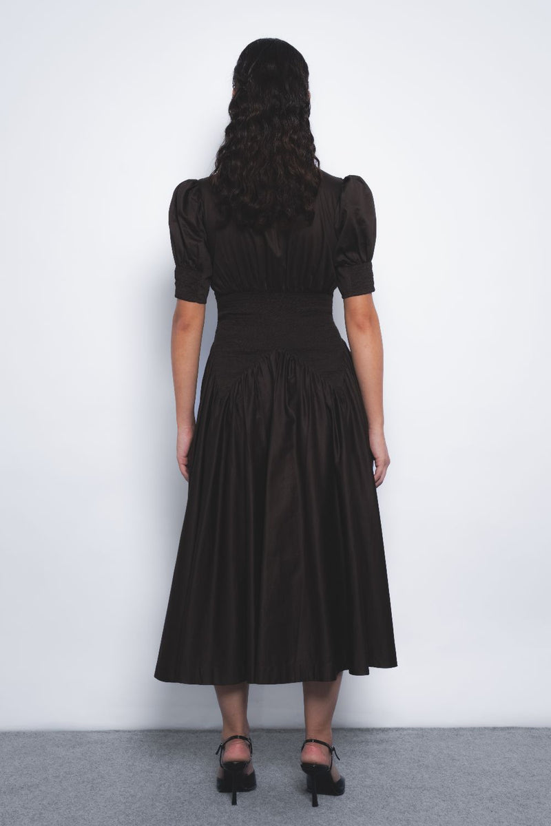 Yoru Dress - Chocolate cotton Buy Yoru Dress - Chocolate from C&W | Dresses for Women by Leh Studios for women in Singapore
