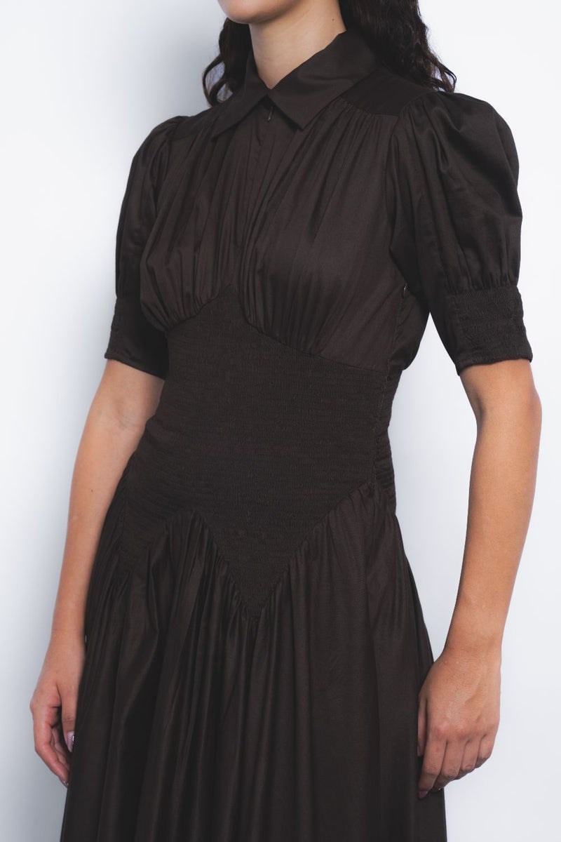 Yoru Dress - Chocolate cotton Buy Yoru Dress - Chocolate from C&W | Dresses for Women by Leh Studios for women in Singapore
