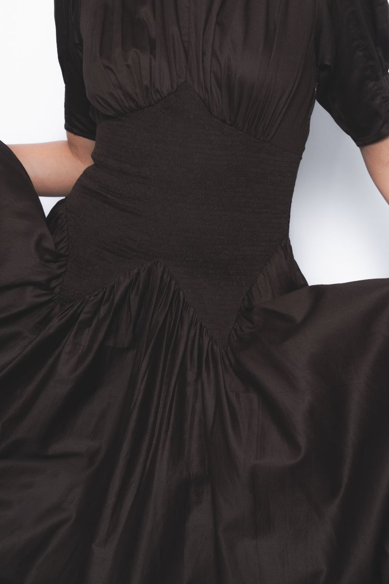 Yoru Dress - Chocolate cotton Buy Yoru Dress - Chocolate from C&W | Dresses for Women by Leh Studios for women in Singapore