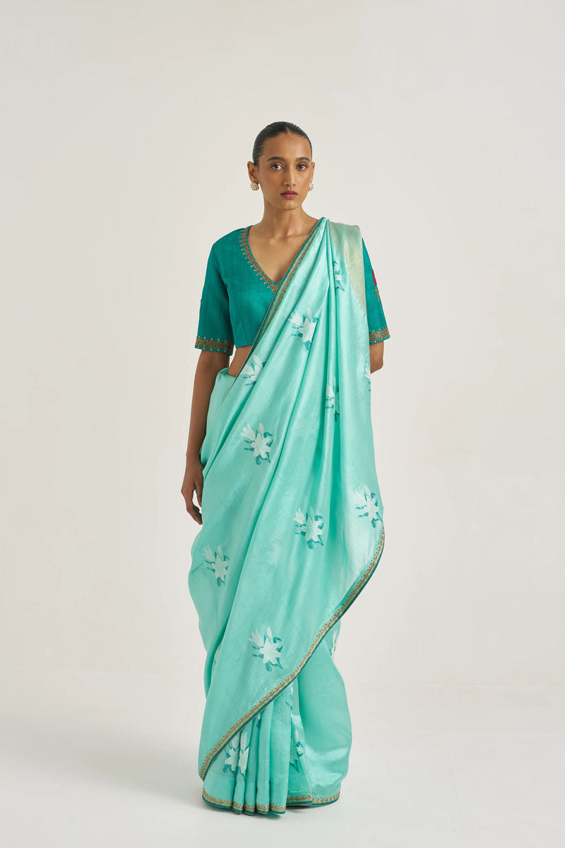 Zaira Sari handwoven mulberry silk by Suparna Som in red for women in Singapore