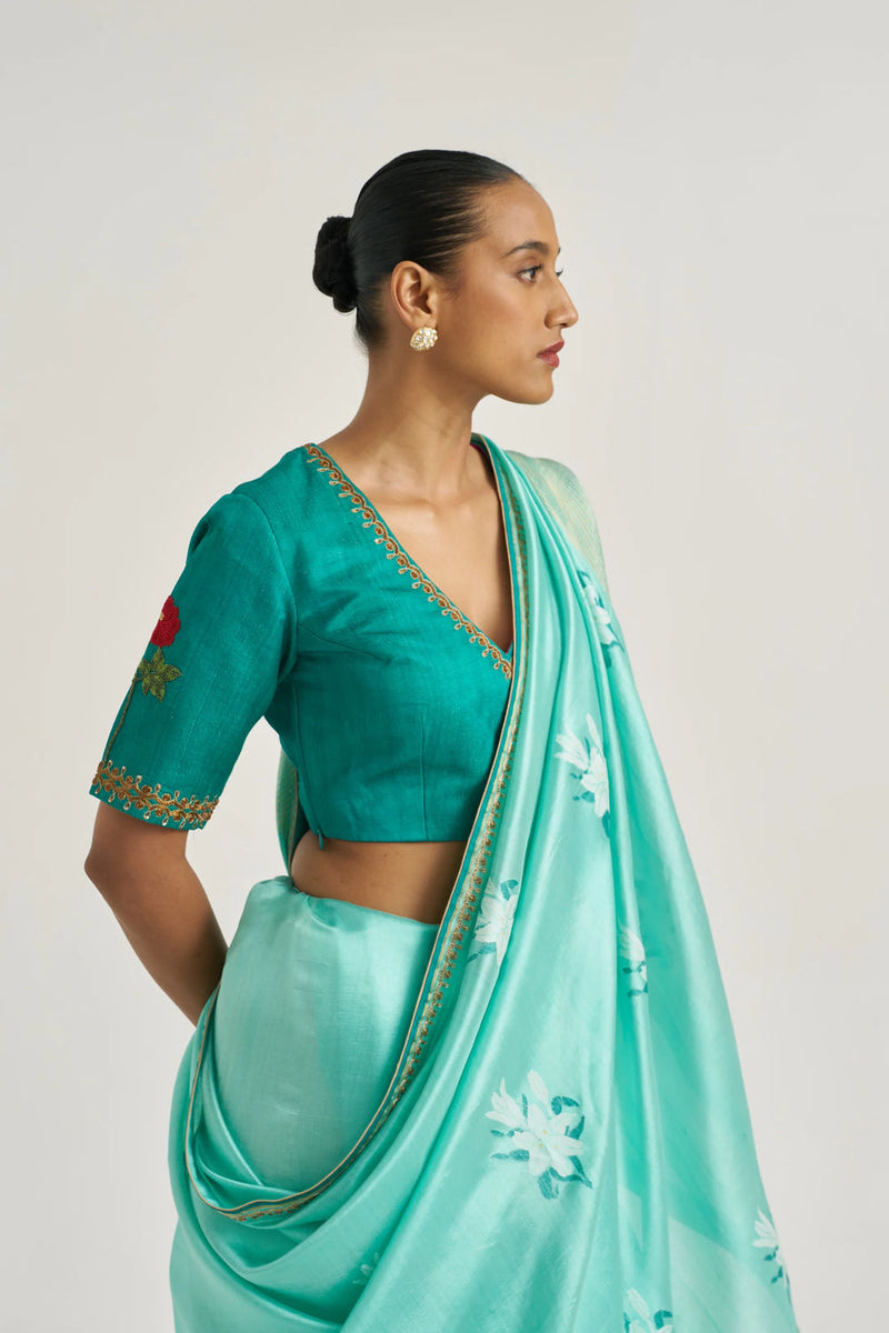 Zaira Sari handwoven mulberry silk by Suparna Som in red for women in Singapore