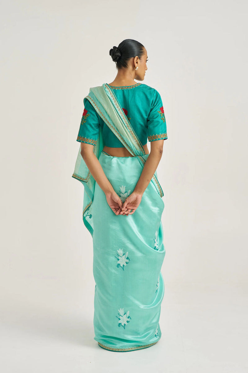 Zaira Sari handwoven mulberry silk by Suparna Som in red for women in Singapore
