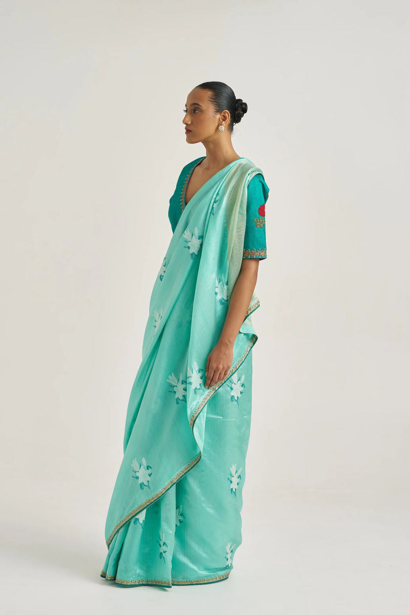 Zaira Sari handwoven mulberry silk by Suparna Som in red for women in Singapore