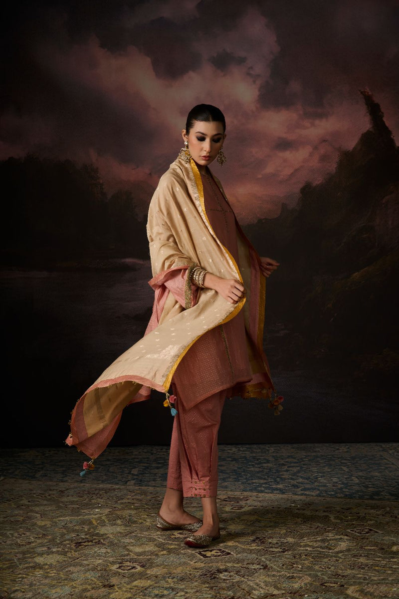 ZAKIR DUPATTA by SWATTI KAPOOR in gold color for women in Singapore