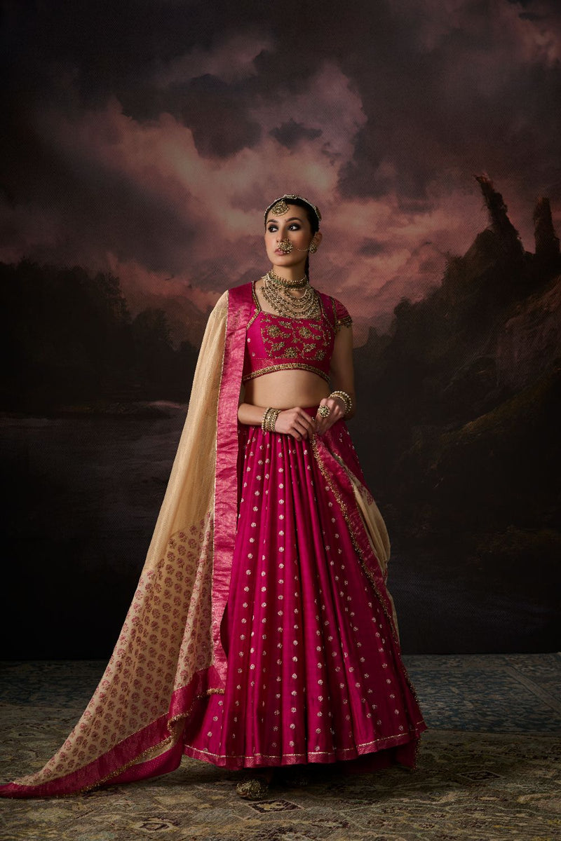 ZARA SKIRT chanderi by SWATTI KAPOOR in pink color for women in Singapore