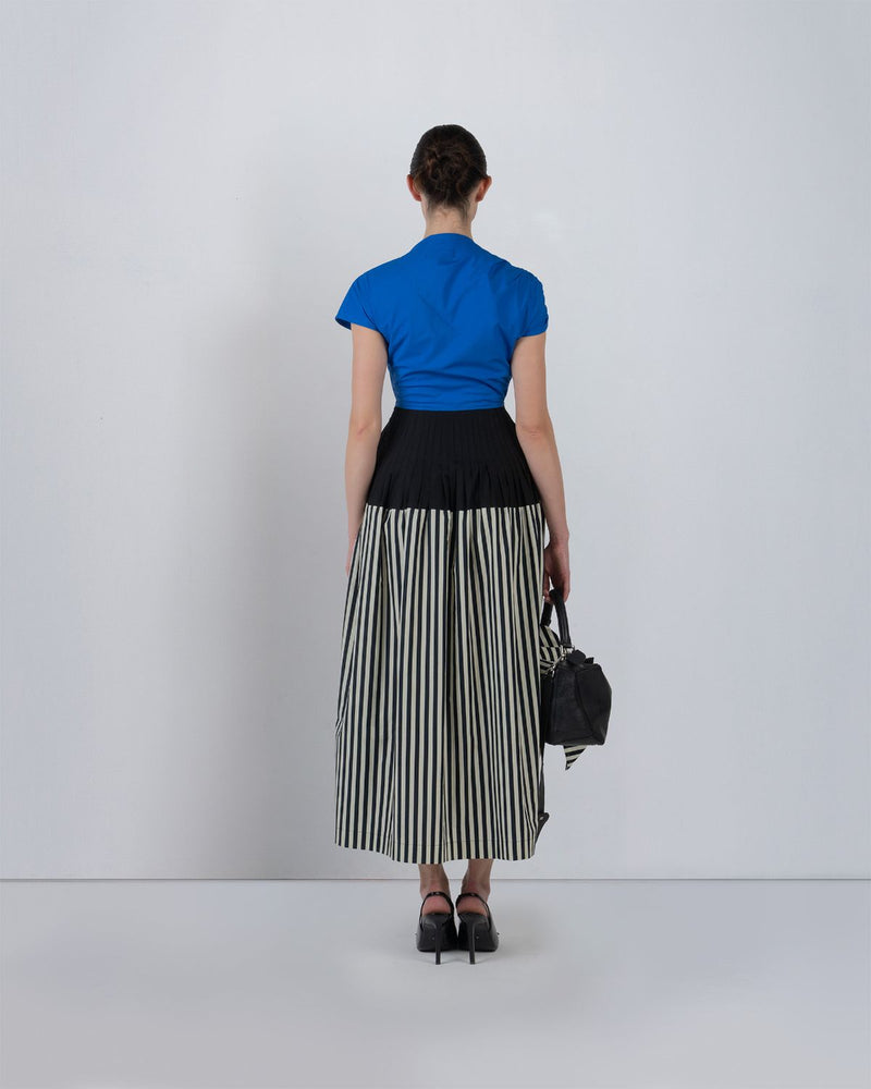 ZELDA DRESS - Cobalt + Black + Black/White Stripes dress by Leh Studios in cobalt for women in Singapore