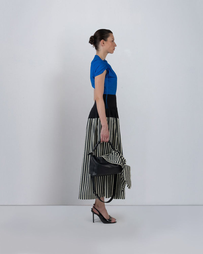 ZELDA DRESS - Cobalt + Black + Black/White Stripes dress by Leh Studios in cobalt for women in Singapore