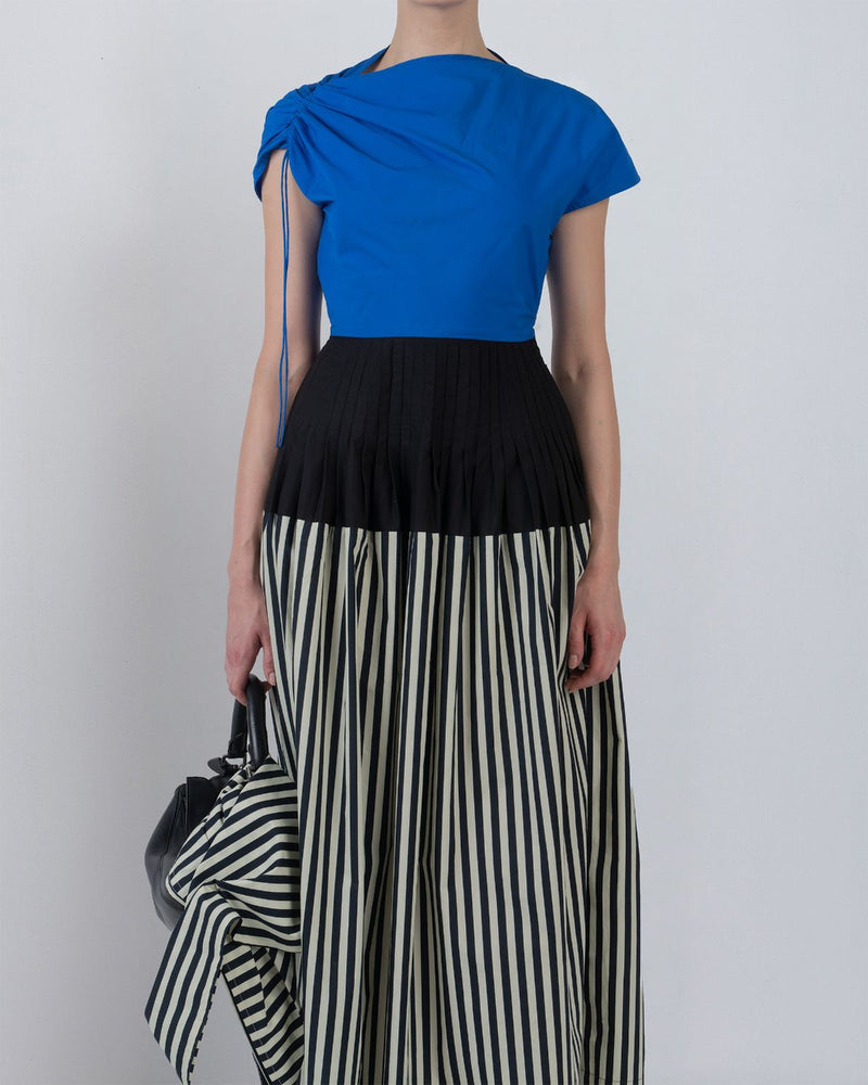 ZELDA DRESS - Cobalt + Black + Black/White Stripes dress by Leh Studios in cobalt for women in Singapore