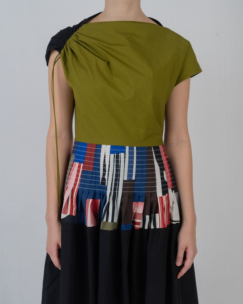 ZELDA DRESS - Olive + Multicolour + Black dress by Leh Studios in multicolour for women in Singapore