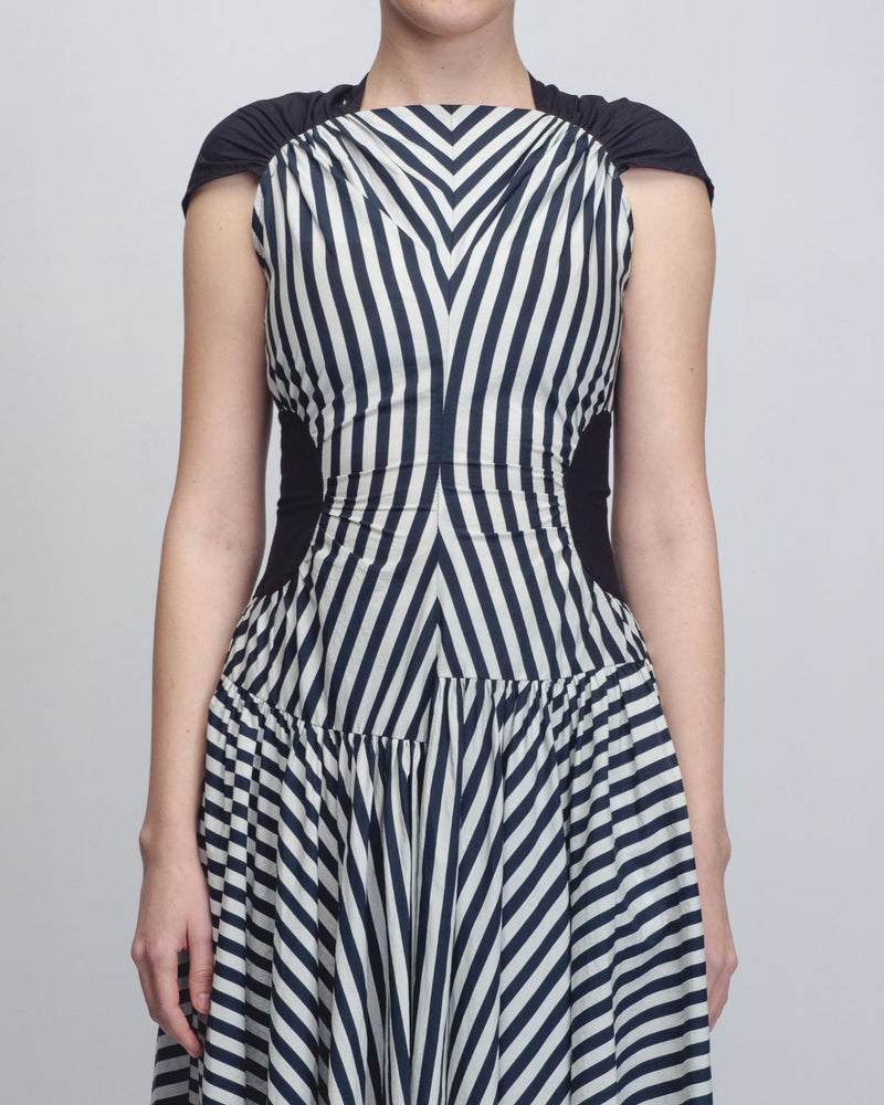 Zellus Dress - Black + White Stripes / Black cotton Buy Zellus Dress - Black + White Stripes / Black from C&W | Dresses for Women by Leh Studios in black color for women in Singapore