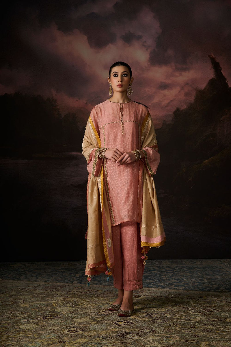ZIA KAFTAN chanderi by SWATTI KAPOOR in pink color for women in Singapore