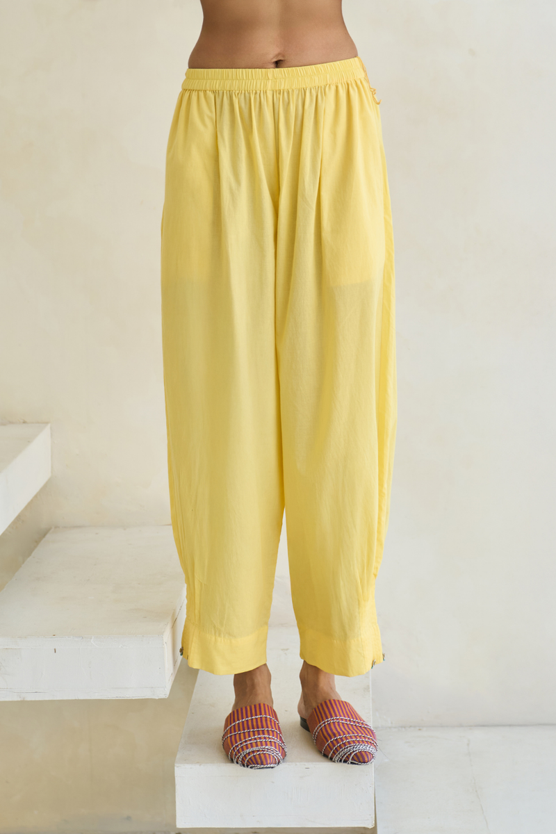 Zoe Pant cotton by SWATTI KAPOOR in yellow color for women in Singapore