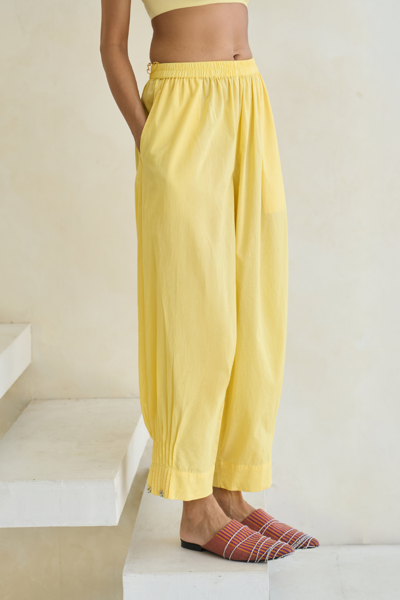 Zoe Pant cotton by SWATTI KAPOOR in yellow color for women in Singapore