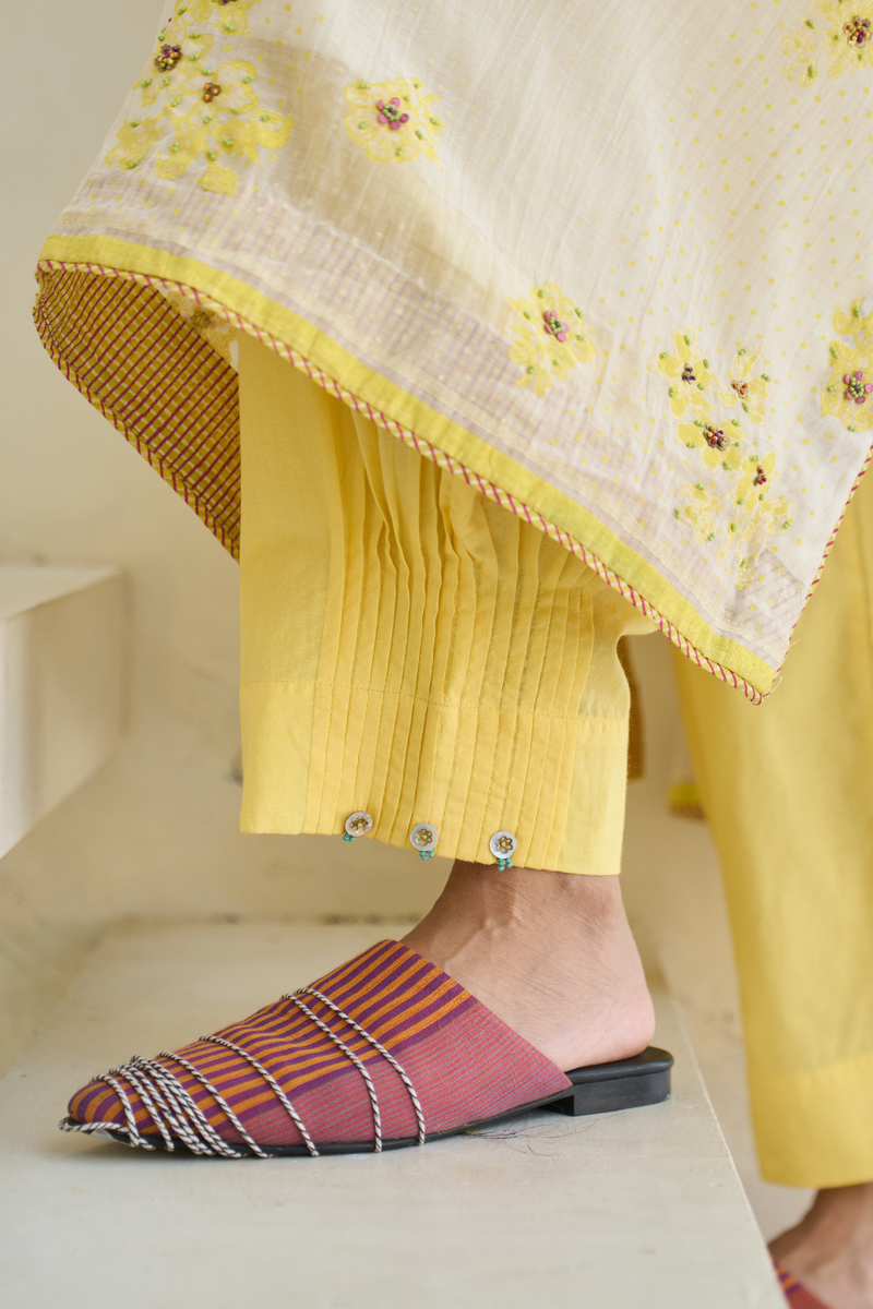 Zoe Pant cotton by SWATTI KAPOOR in yellow color for women in Singapore