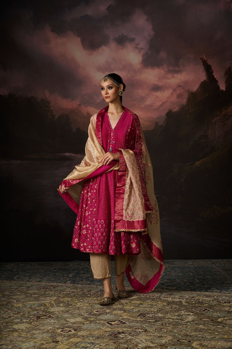 ZOYA KURTA chanderi by SWATTI KAPOOR in pink color for women in Singapore