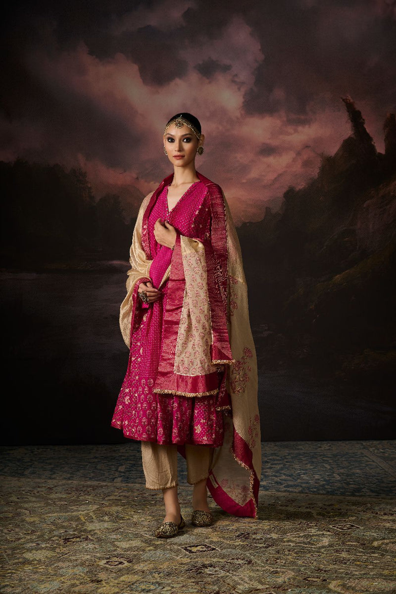 ZOYA KURTA chanderi by SWATTI KAPOOR in pink color for women in Singapore