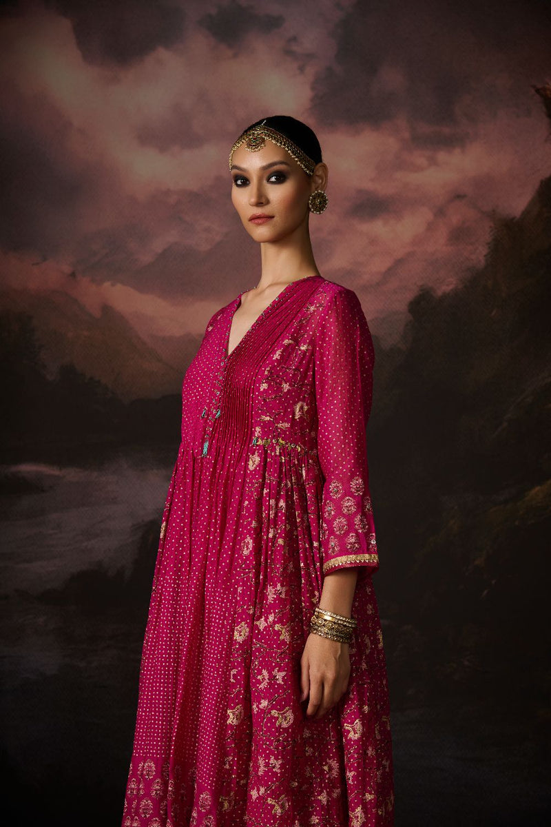 ZOYA KURTA chanderi by SWATTI KAPOOR in pink color for women in Singapore