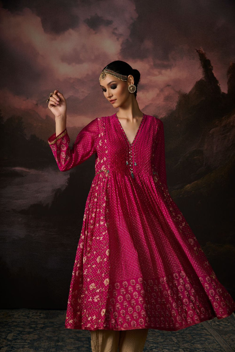 ZOYA KURTA chanderi by SWATTI KAPOOR in pink color for women in Singapore