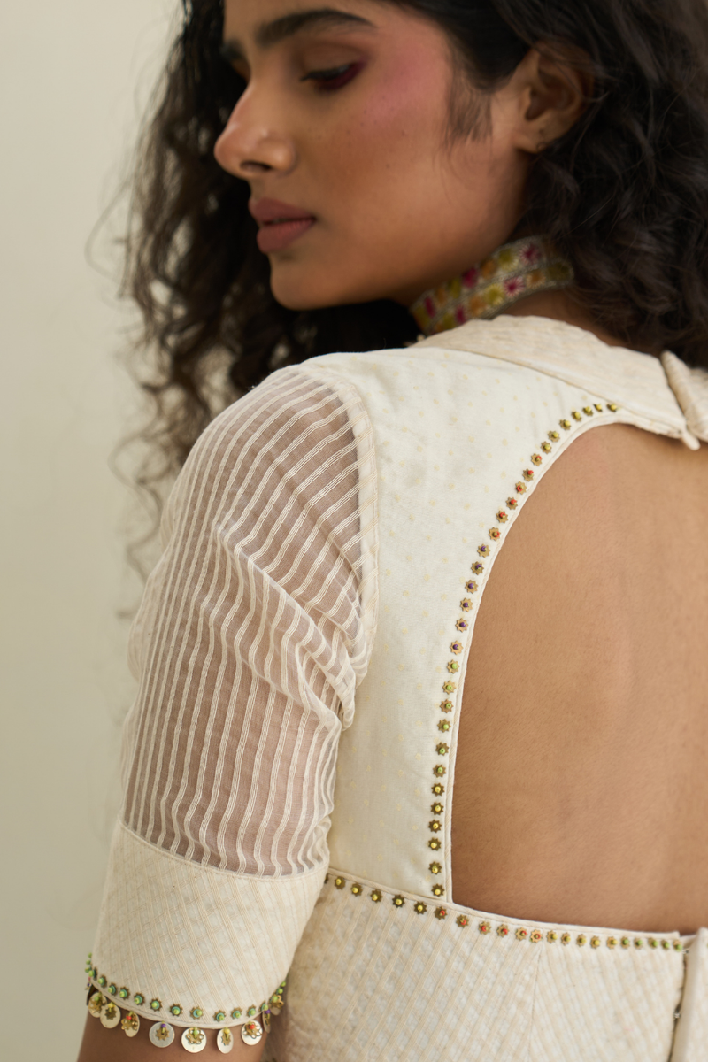Zuri Blouse cotton by SWATTI KAPOOR in white color for women in Singapore