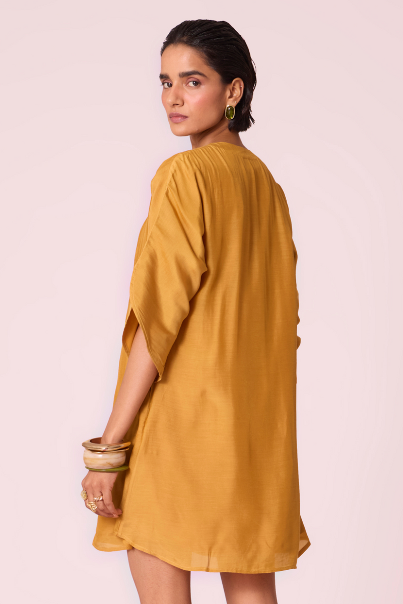Zarah Yellow Embroidered Dress by The Summer House in yellow color for women in Singapore