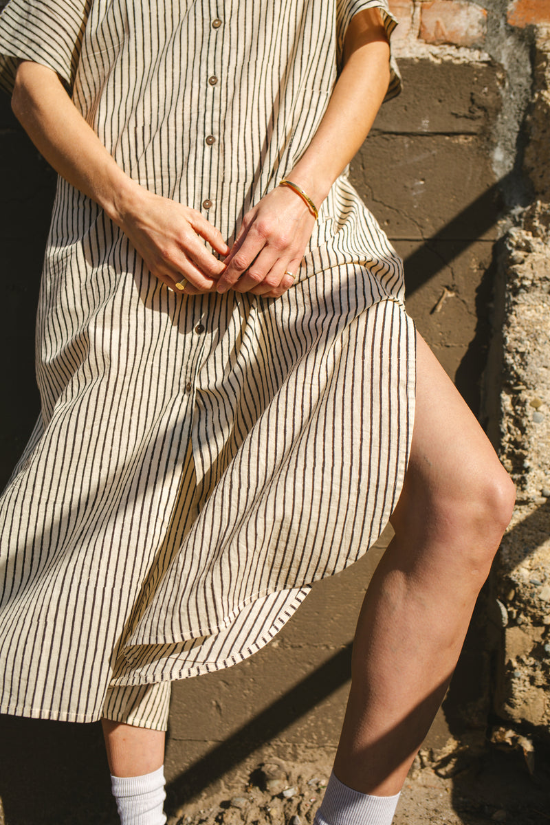 Tokyo — Stripe Shirt cotton by World of Crow in black color for women in Singapore