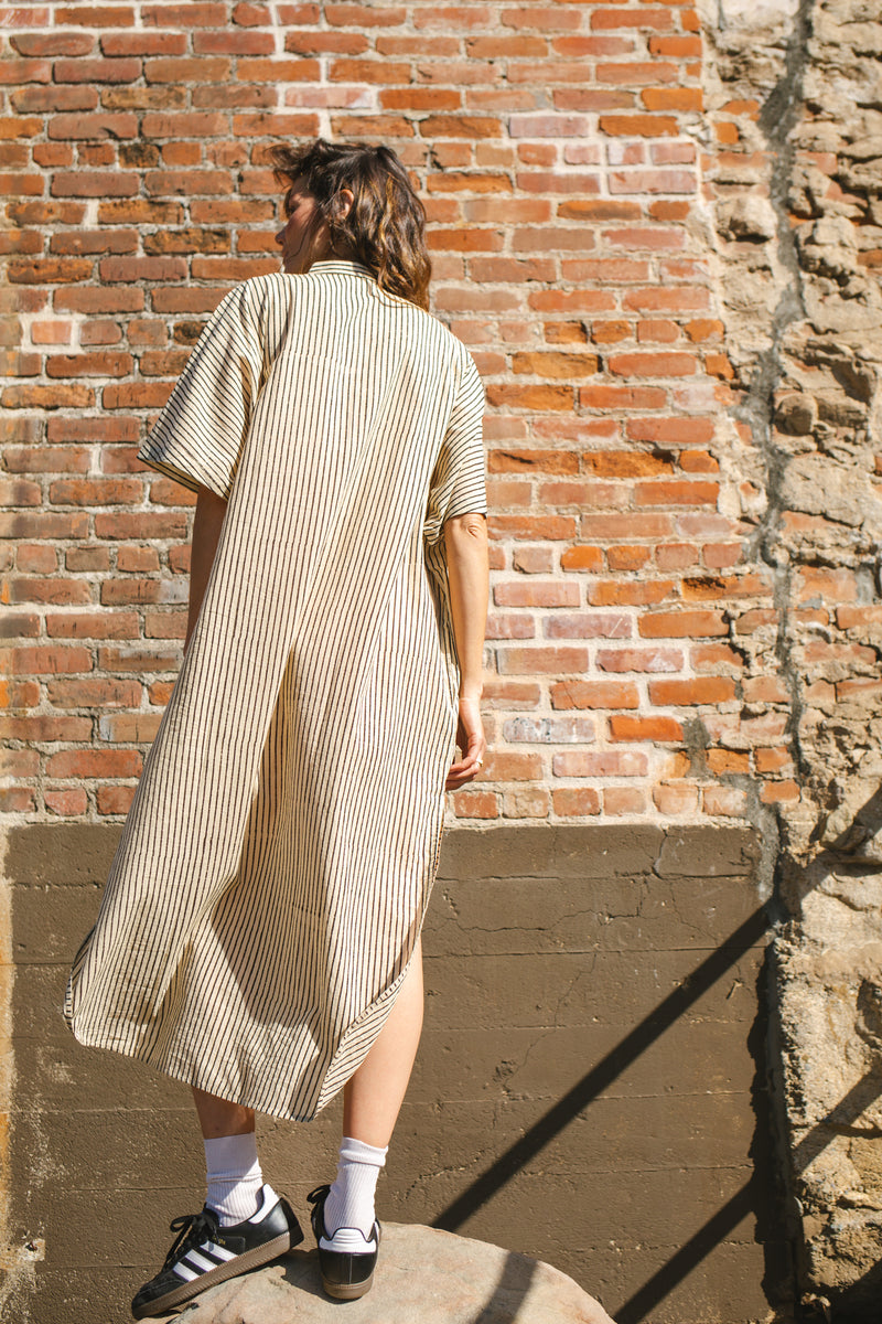 Tokyo — Stripe Shirt cotton by World of Crow in black color for women in Singapore