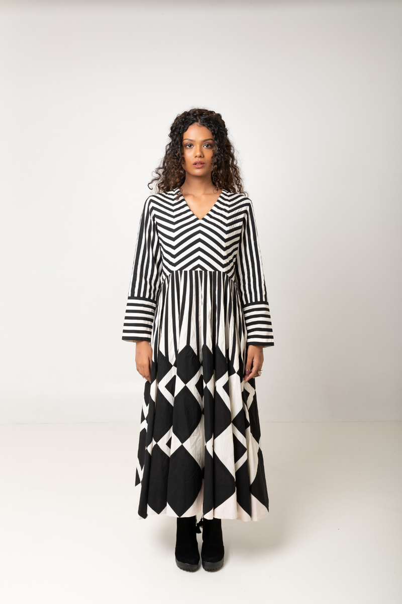 Zebra Dress cotton by Ka-Sha in black color for women in Singapore