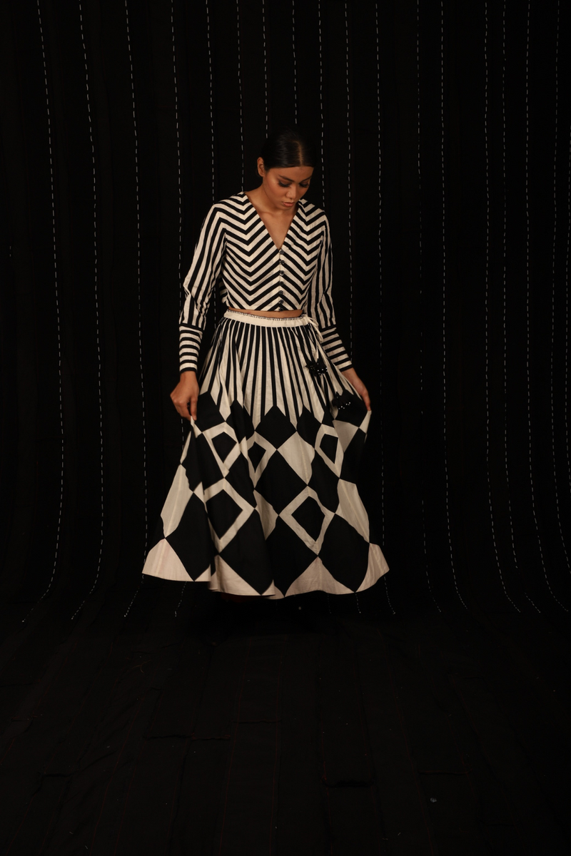 Zebra Skirt + Zebra Top cotton by Ka-Sha in black color for women in Singapore