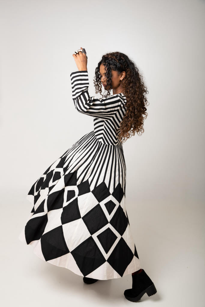 Zebra Dress cotton by Ka-Sha in black color for women in Singapore