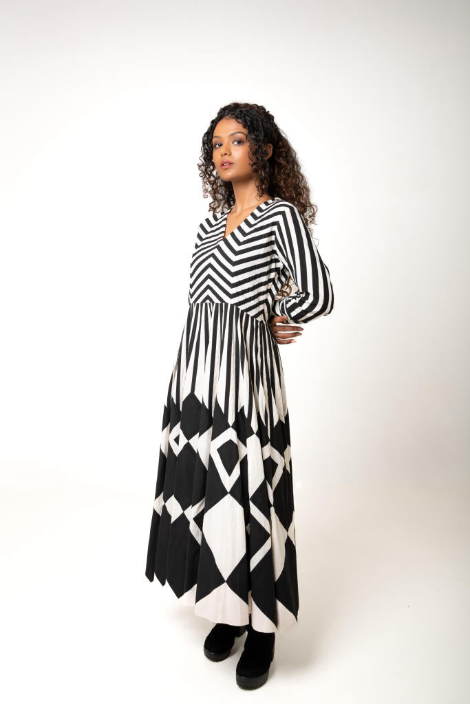 Zebra Dress cotton by Ka-Sha in black color for women in Singapore
