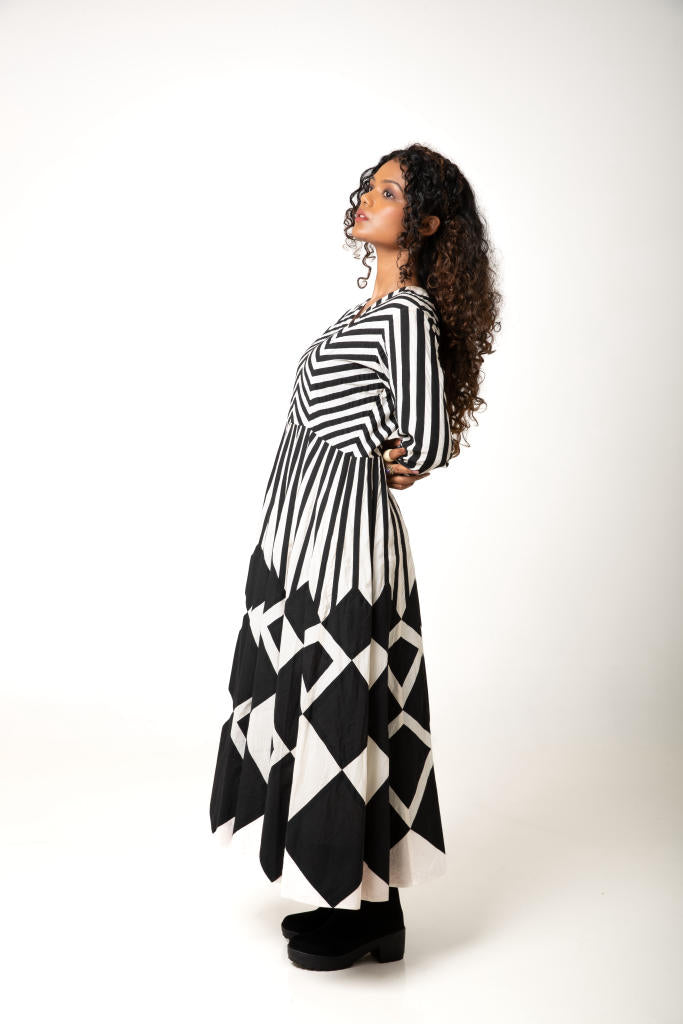 Zebra Dress cotton by Ka-Sha in black color for women in Singapore