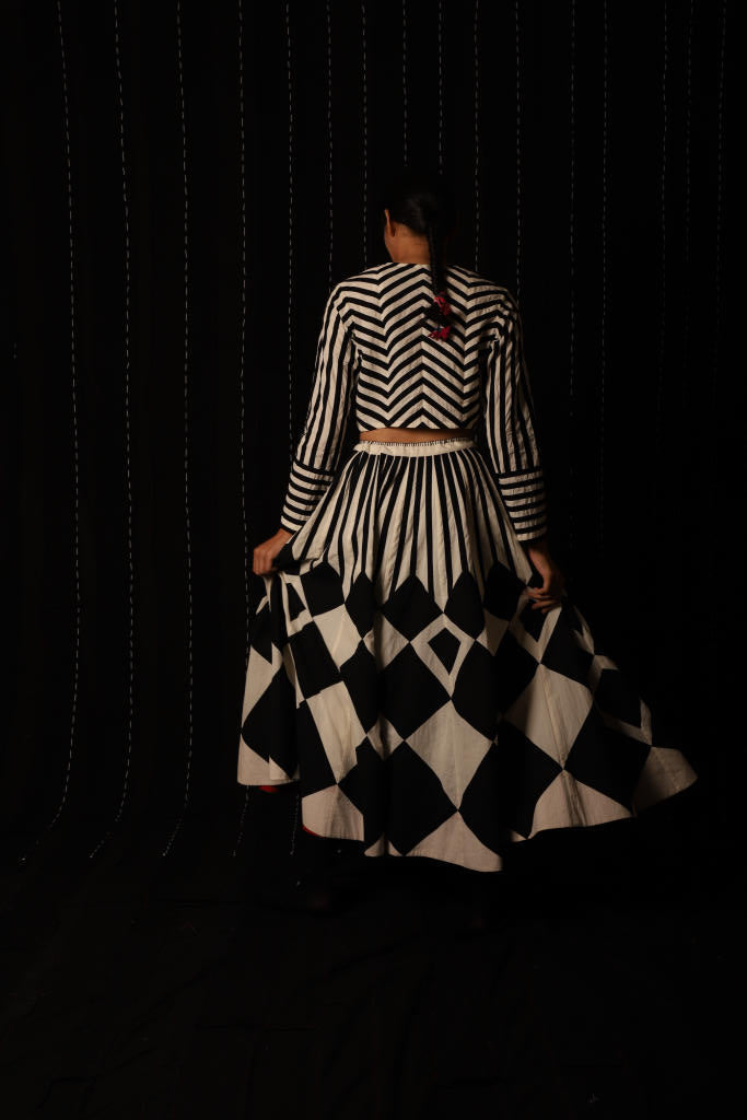 Zebra Skirt + Zebra Top cotton by Ka-Sha in black color for women in Singapore
