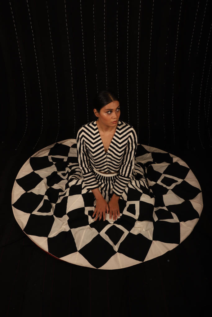 Zebra Skirt + Zebra Top cotton by Ka-Sha in black color for women in Singapore