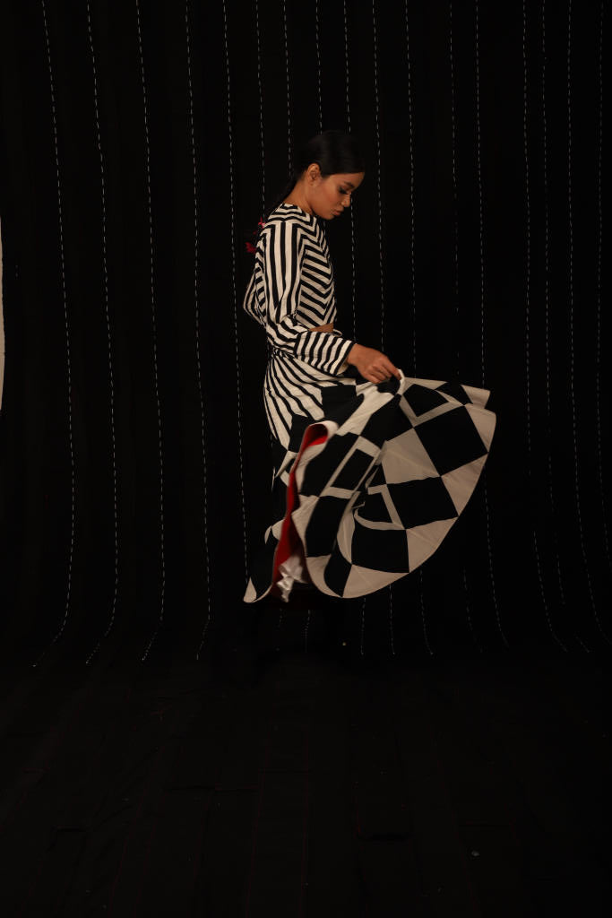 Zebra Skirt + Zebra Top cotton by Ka-Sha in black color for women in Singapore