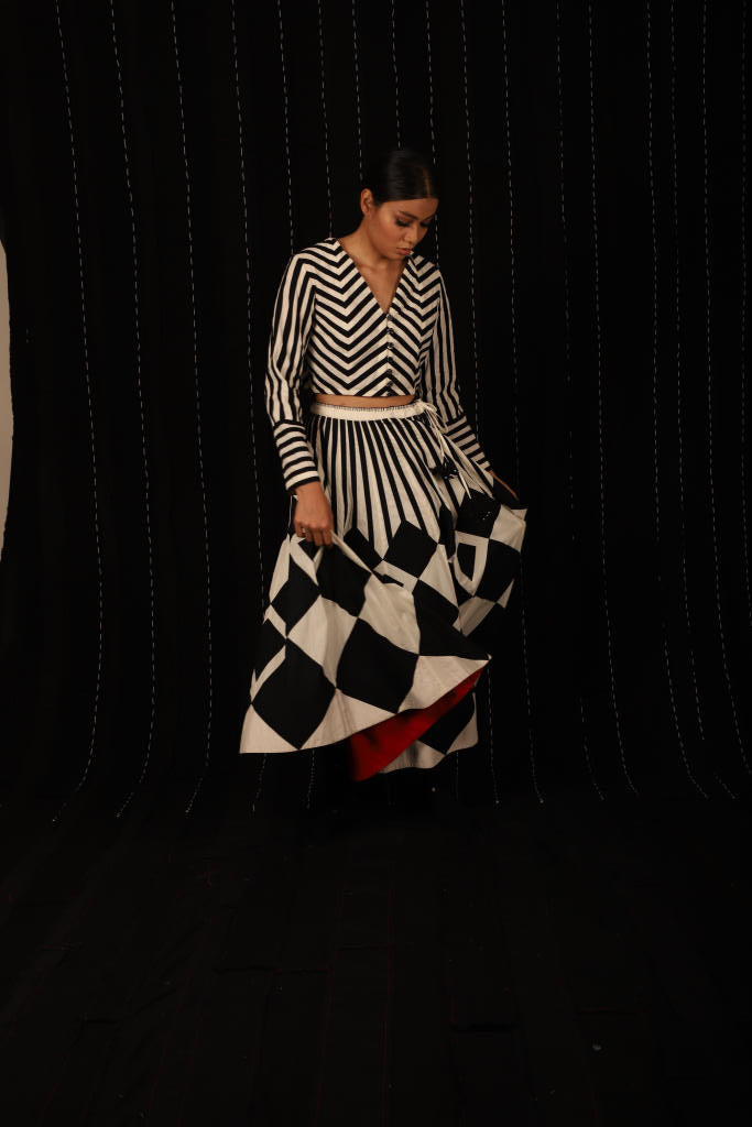 Zebra Skirt + Zebra Top cotton by Ka-Sha in black color for women in Singapore