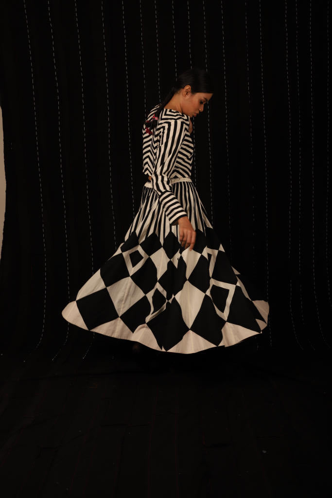 Zebra Skirt + Zebra Top cotton by Ka-Sha in black color for women in Singapore