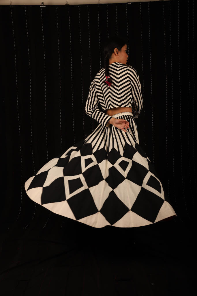 Zebra Skirt + Zebra Top cotton by Ka-Sha in black color for women in Singapore