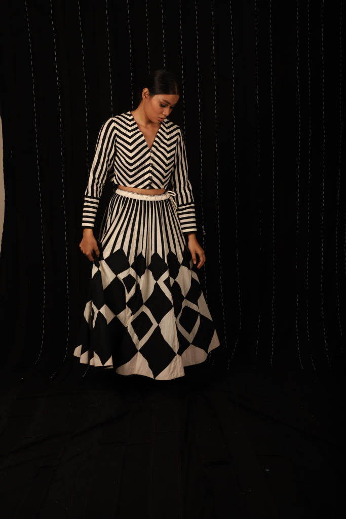 Zebra Skirt + Zebra Top cotton by Ka-Sha in black color for women in Singapore