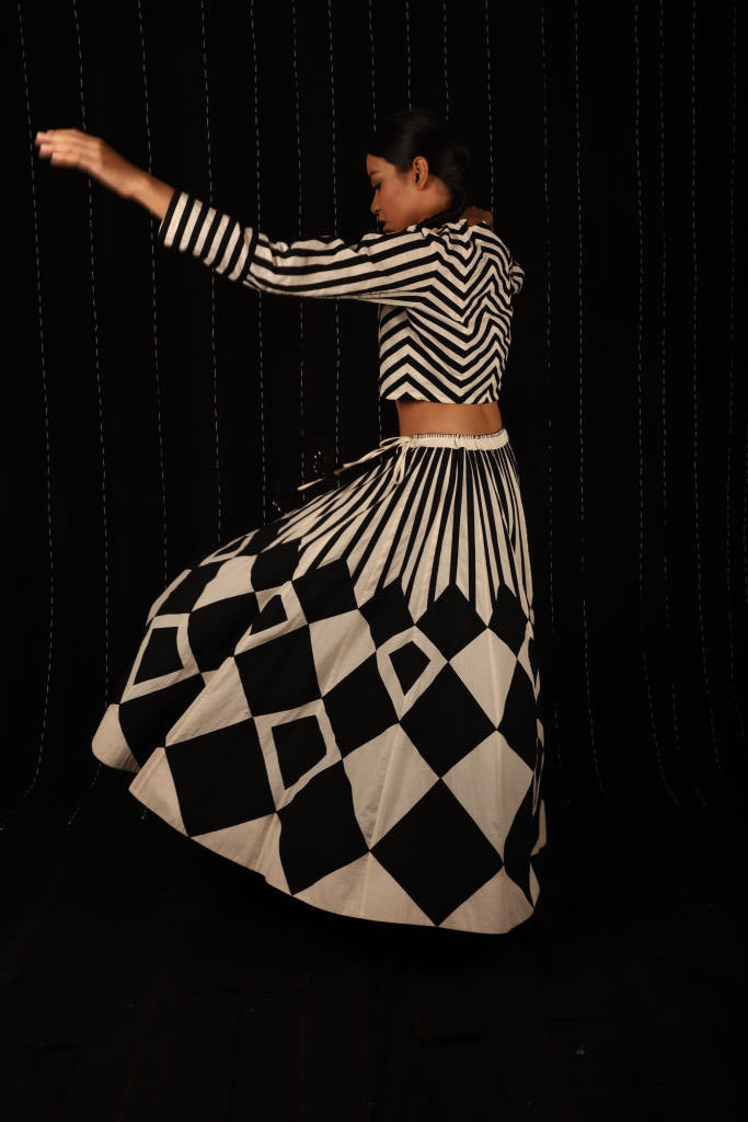 Zebra Skirt + Zebra Top cotton by Ka-Sha in black color for women in Singapore