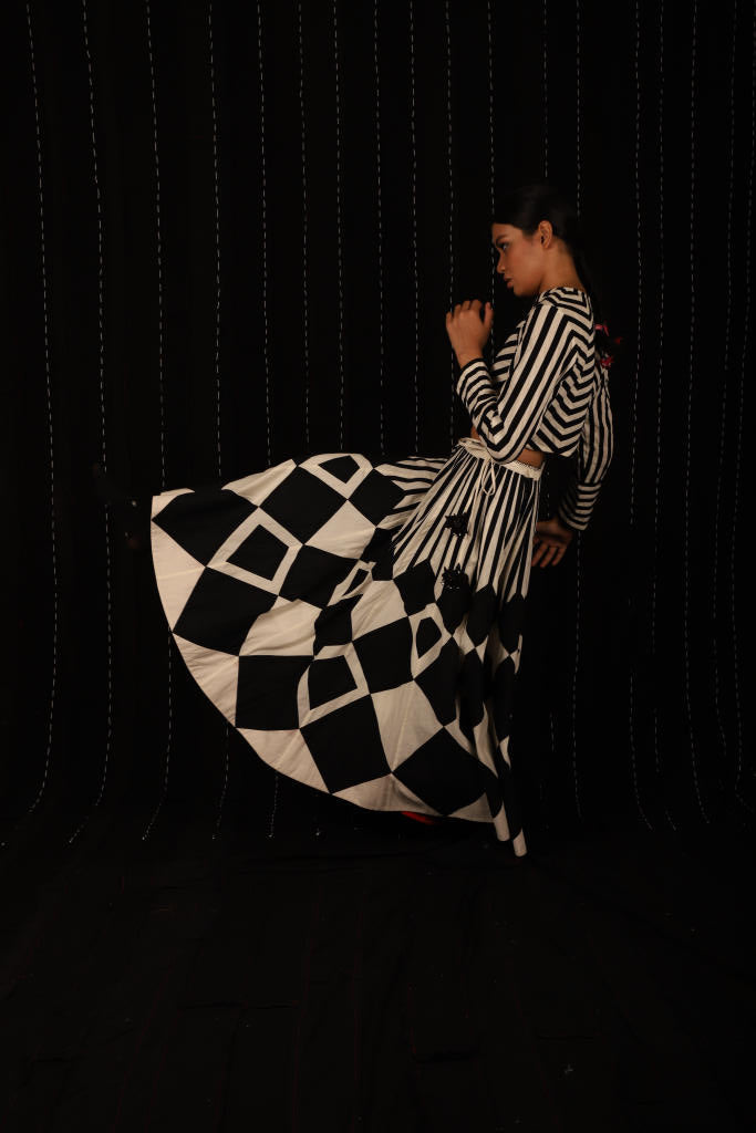 Zebra Skirt + Zebra Top cotton by Ka-Sha in black color for women in Singapore