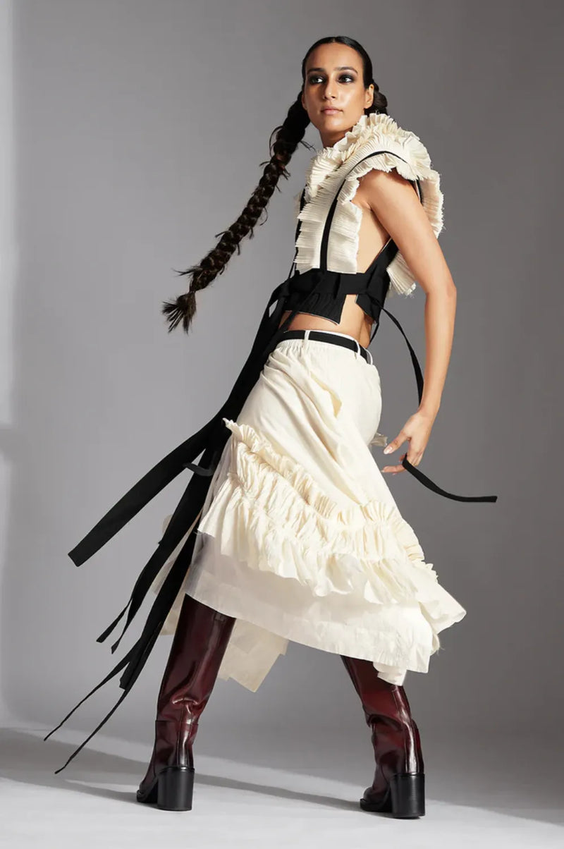 Zeni Skirt-White cotton by Chola in white color for women in Singapore
