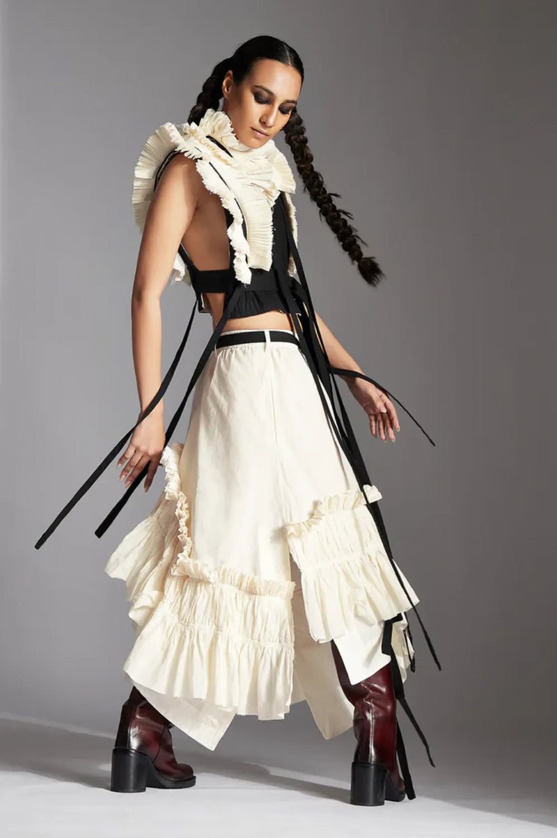 Zeni Skirt-White cotton by Chola in white color for women in Singapore