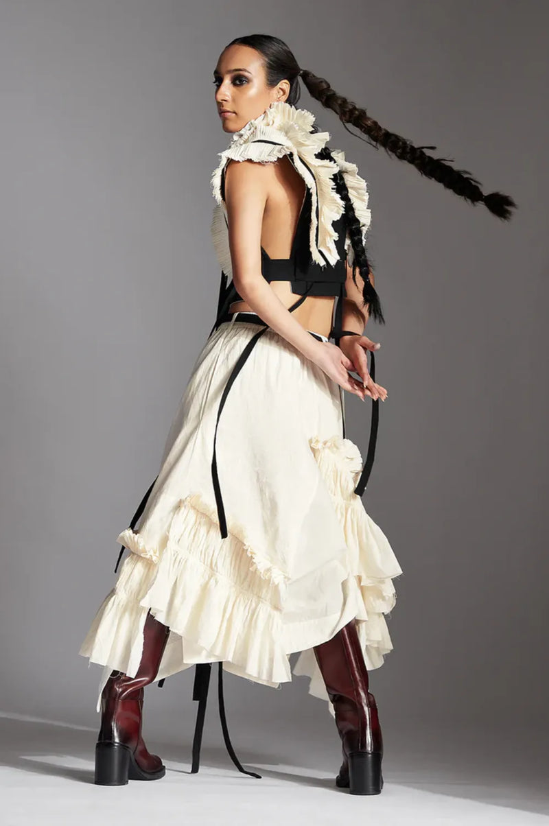 Zeni Skirt-White cotton by Chola in white color for women in Singapore