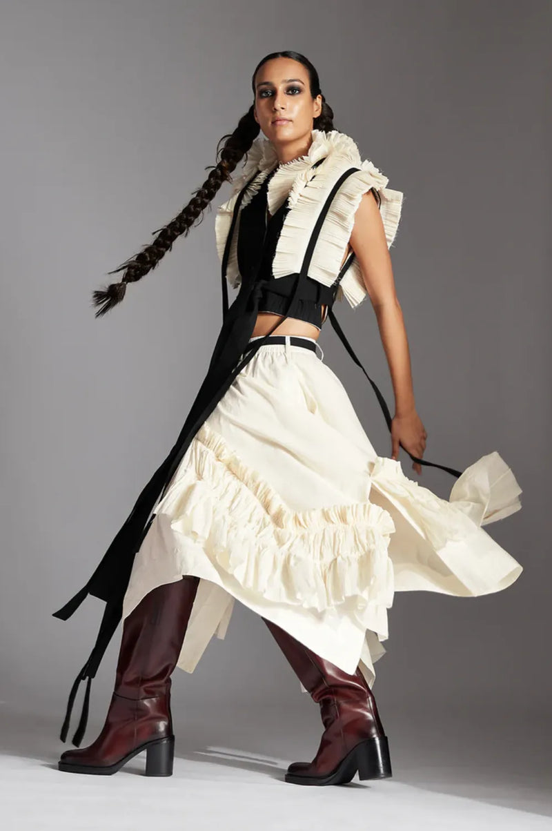 Zeni Skirt-White cotton by Chola in white color for women in Singapore
