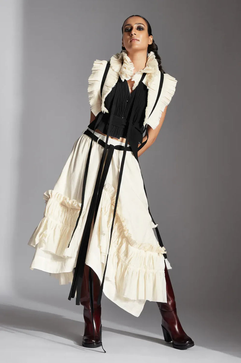 Zeni Skirt-White cotton by Chola in white color for women in Singapore