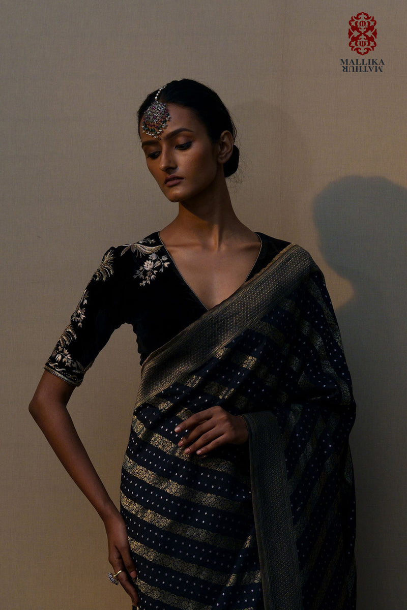Zinnia Blouse velvet black Buy Zinnia Blouse velvet black from C&W | for Women by Mallika Mathur in black color for women in Singapore