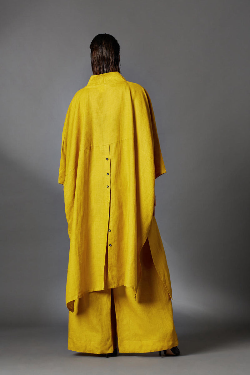 Zuri Dress-Mustard linen by Chola in mustard color for women in Singapore
