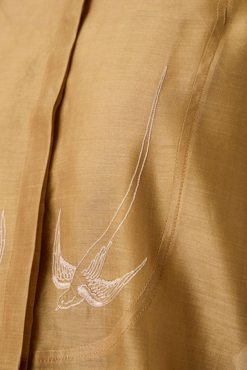 Zuri Yellow Handwoven Top chanderi by The Summer House in yellow color for women in Singapore