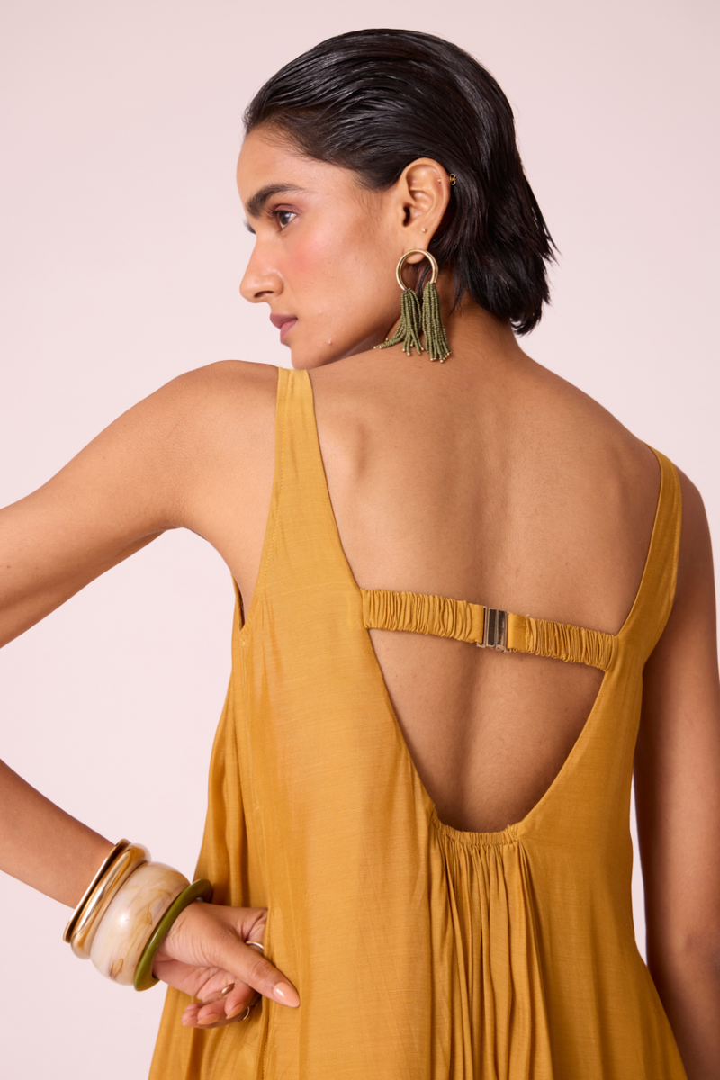 Zvuk Yellow Embroidered Maxi Dress by The Summer House in yellow color for women in Singapore